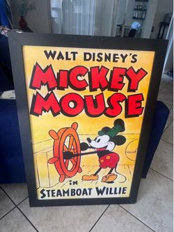 Disney Steamboat Willie Framed Oil Painting