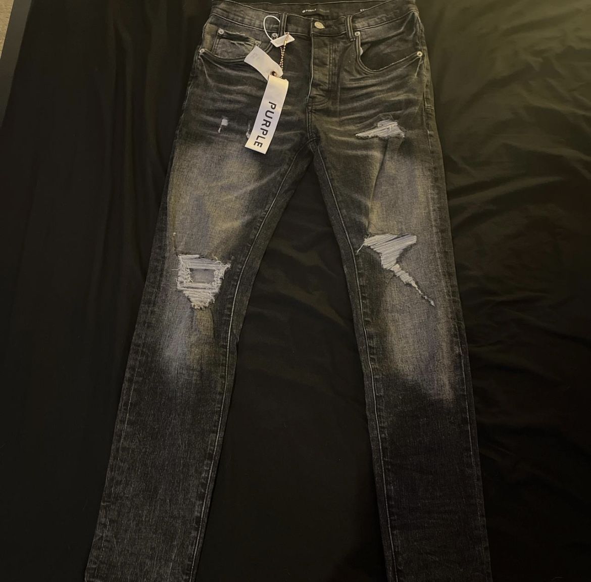 PURPLE Brand Black and Grey Distressed Skinny Jeans Men’s Size 32