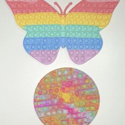 Rainbow Butterfly & Multicolor Circle Pop-It Sensory Fidget Toy Ages 4-11