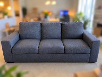 Gray 3-Seat Fabric Sofa