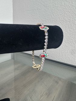 Gold-filled Tennis Bracelet with Virgin Mary Charms