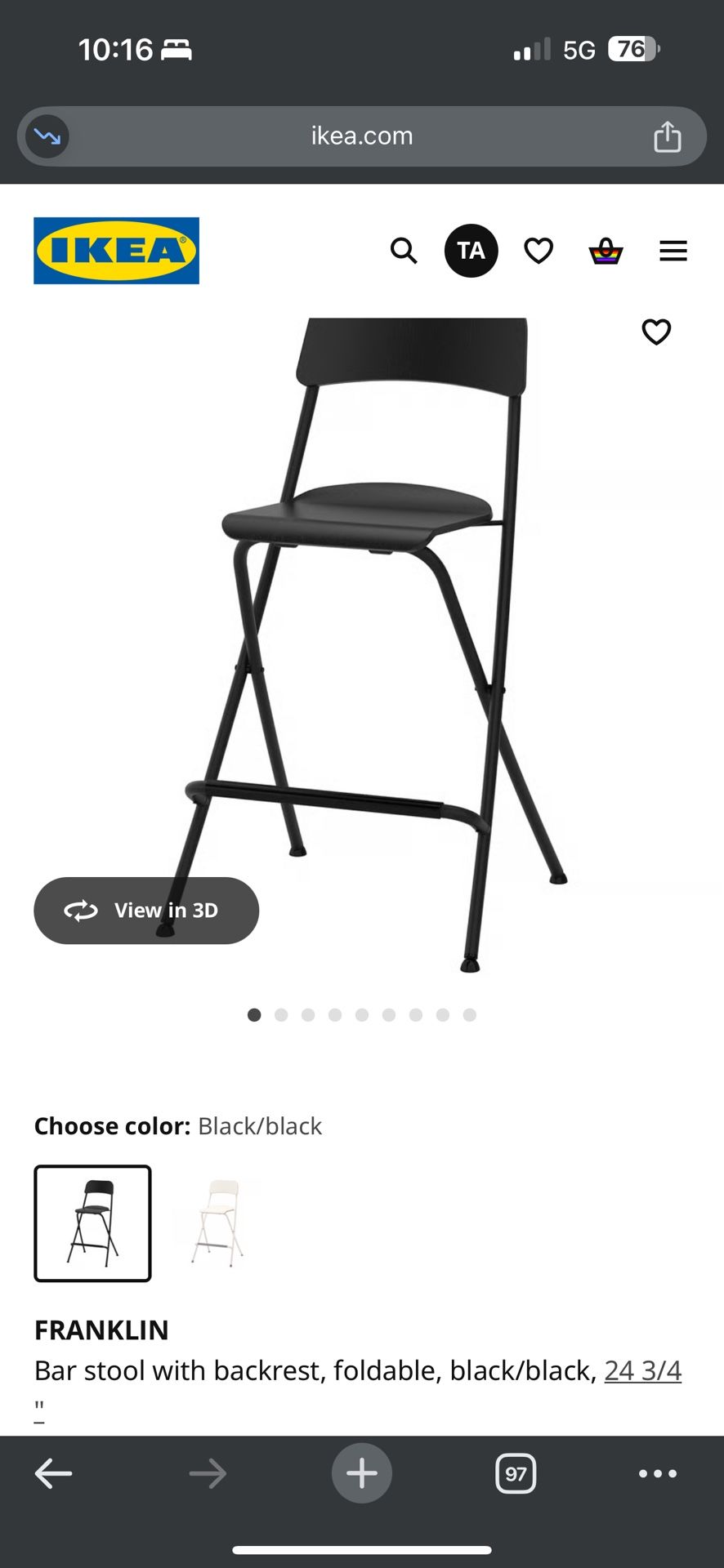 2 Bar Stools, Ikea