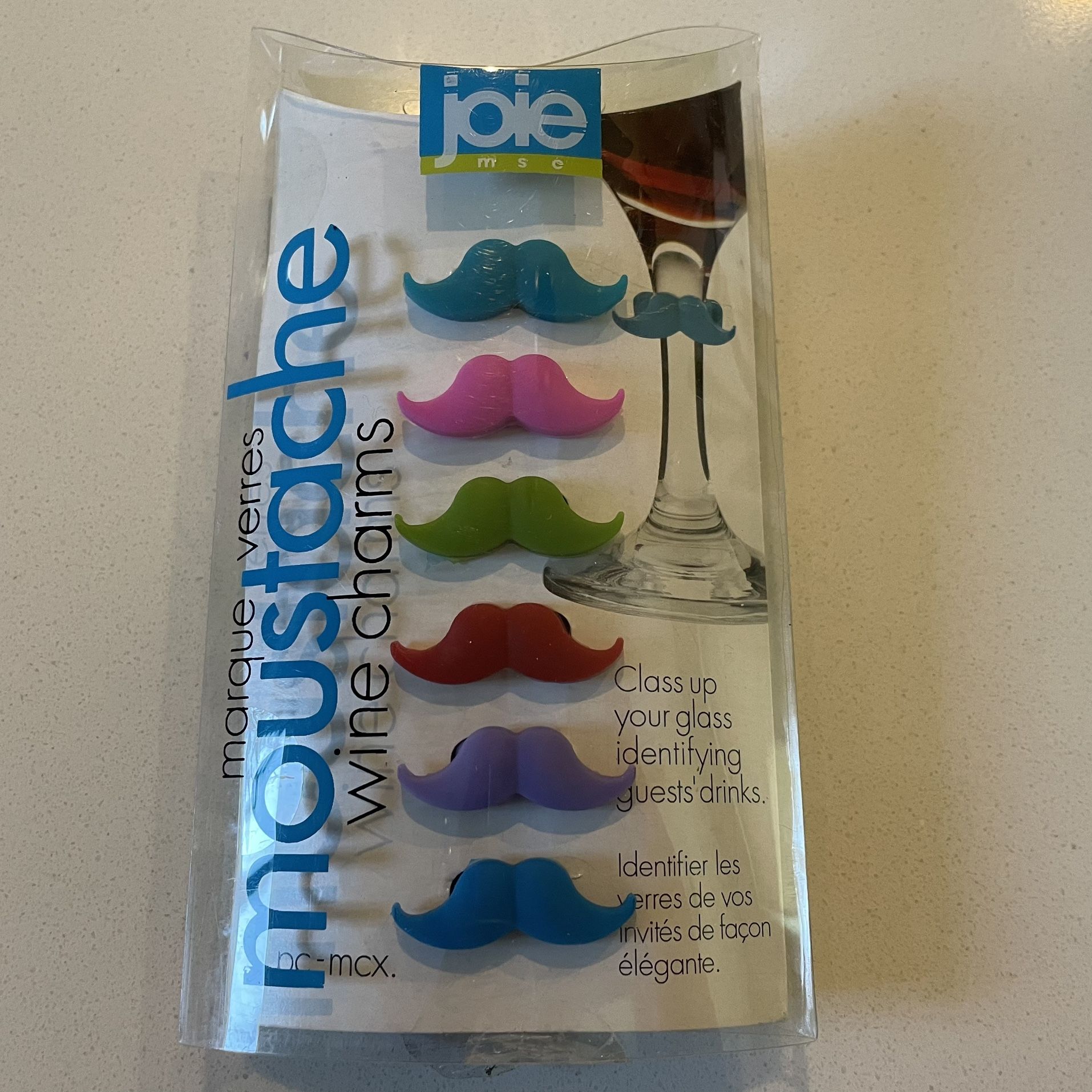 Joie 6pc Mustache Wine Glass Charms