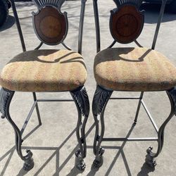 2 Bar Stools One Is Missing Front Piece In The Front Selling As Is.