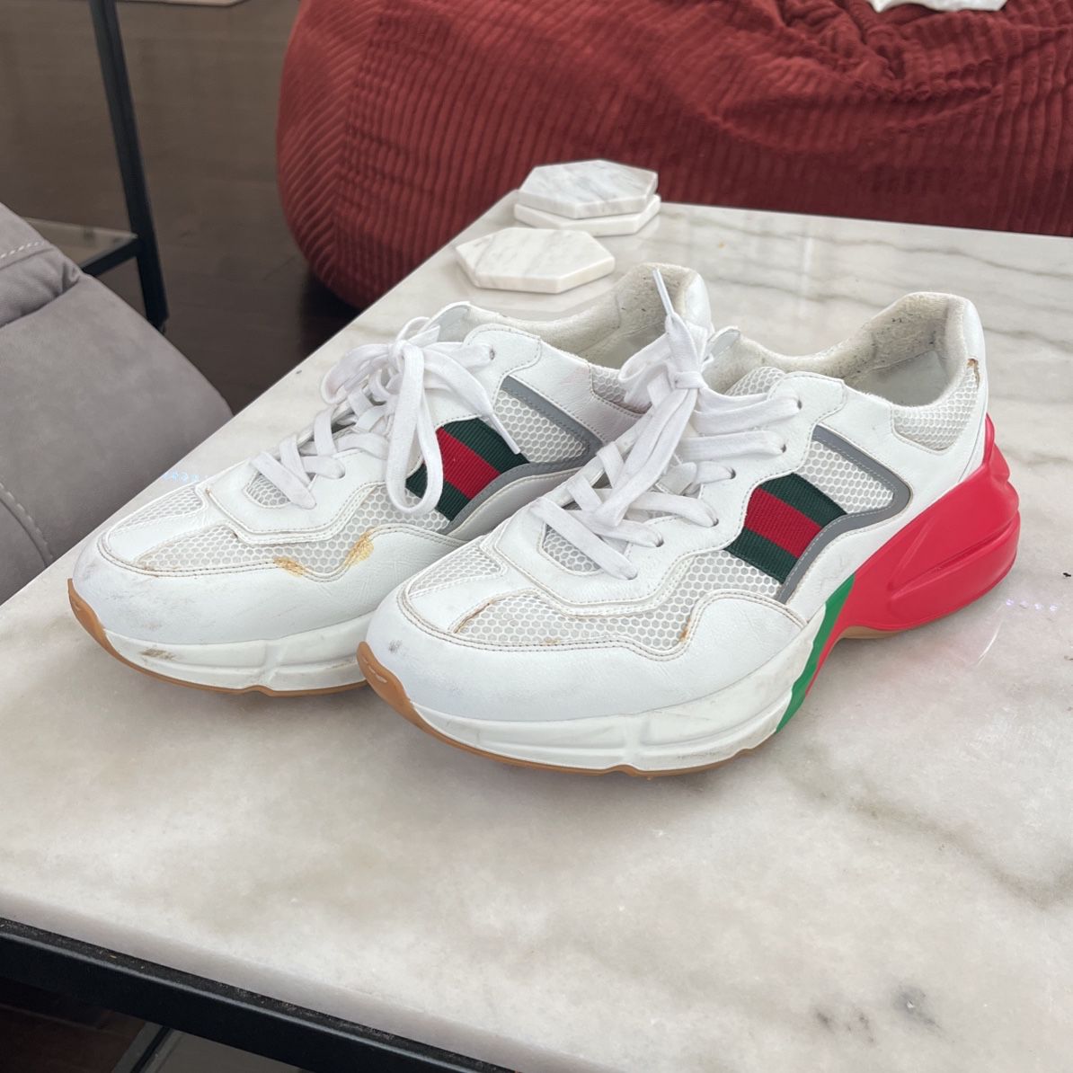 Gucci Rhyton White Green and Red Size 11