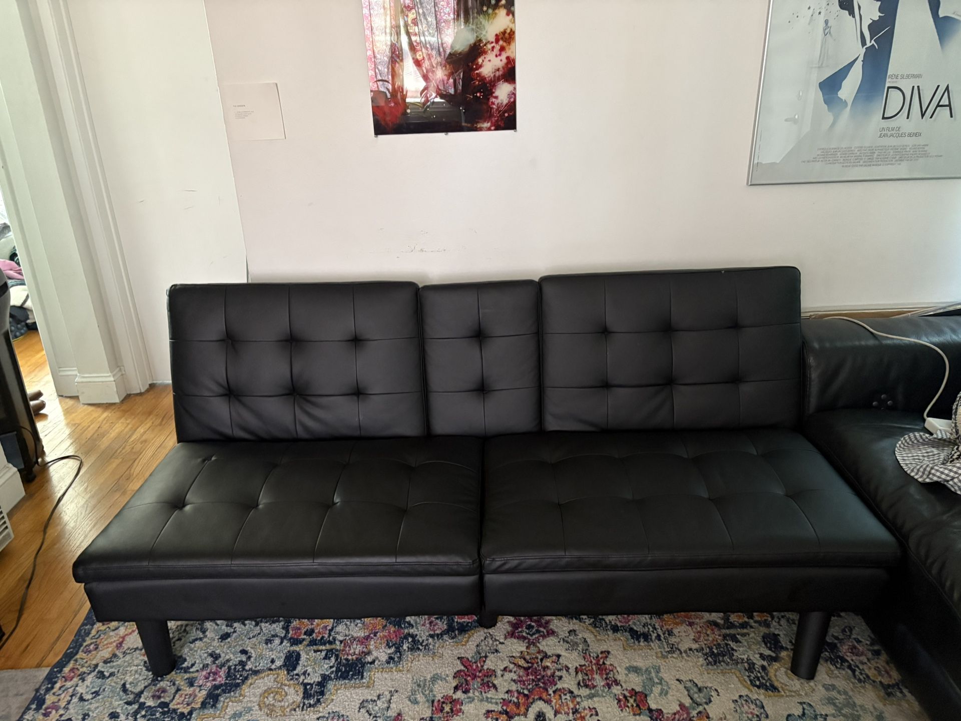 Black Sofa/Futon Hybrid
