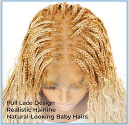 36" Full Lace Boho Box Braided Wig – Ombre Blonde, Knotless, Baby Hair