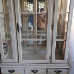 Antique China Cabinet Two Piece Really Goo