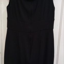 Vintage Maggy London Black Sheeth Dress With  Ruffled Collared 