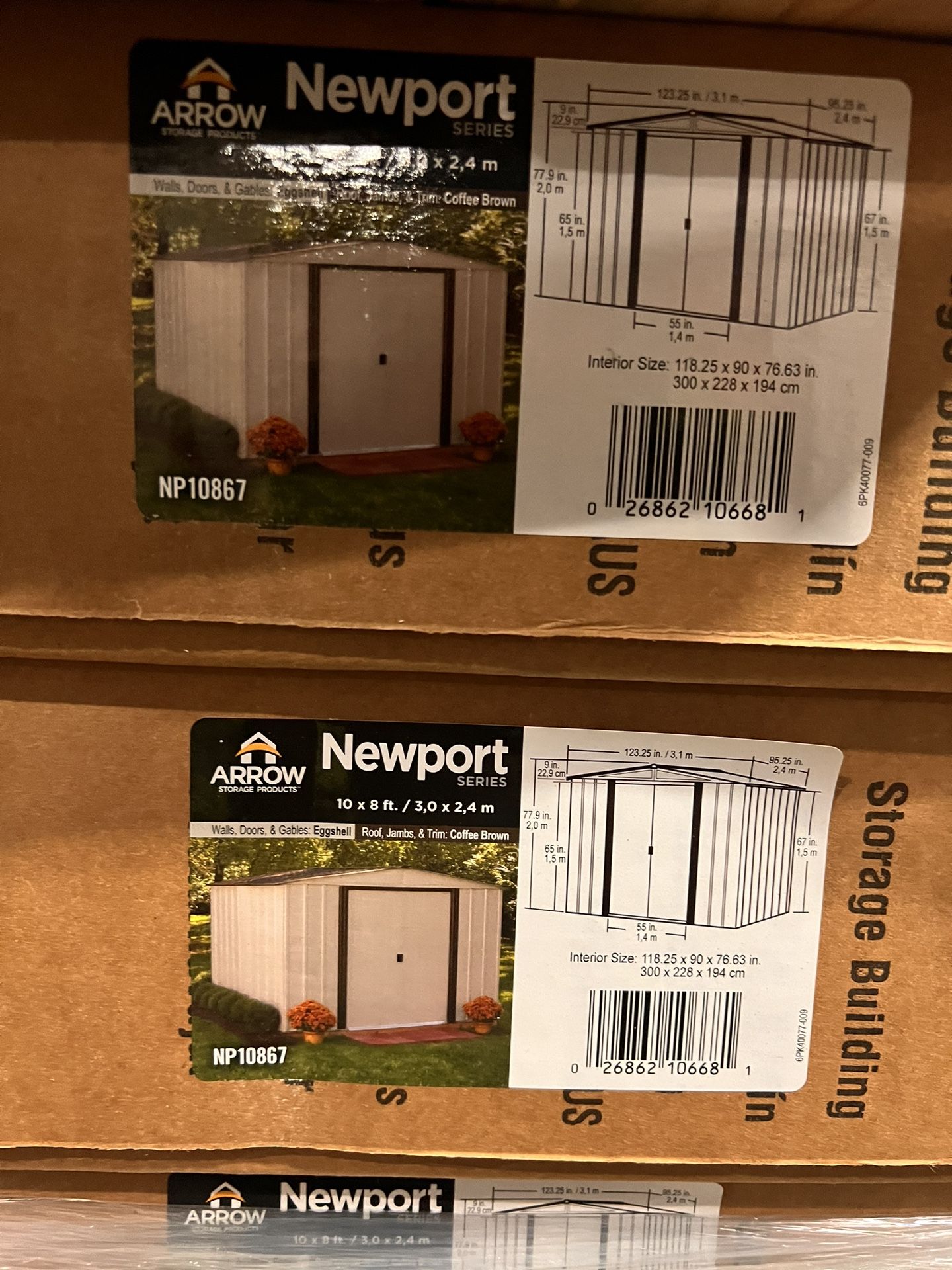 Arrow Newport Series 10x8 Storage Shed 2-tone Eggshell And Coffee Galvanized Metal Shed (NEW)