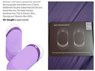 Brand New Purple Rechargeable Hand Warmers