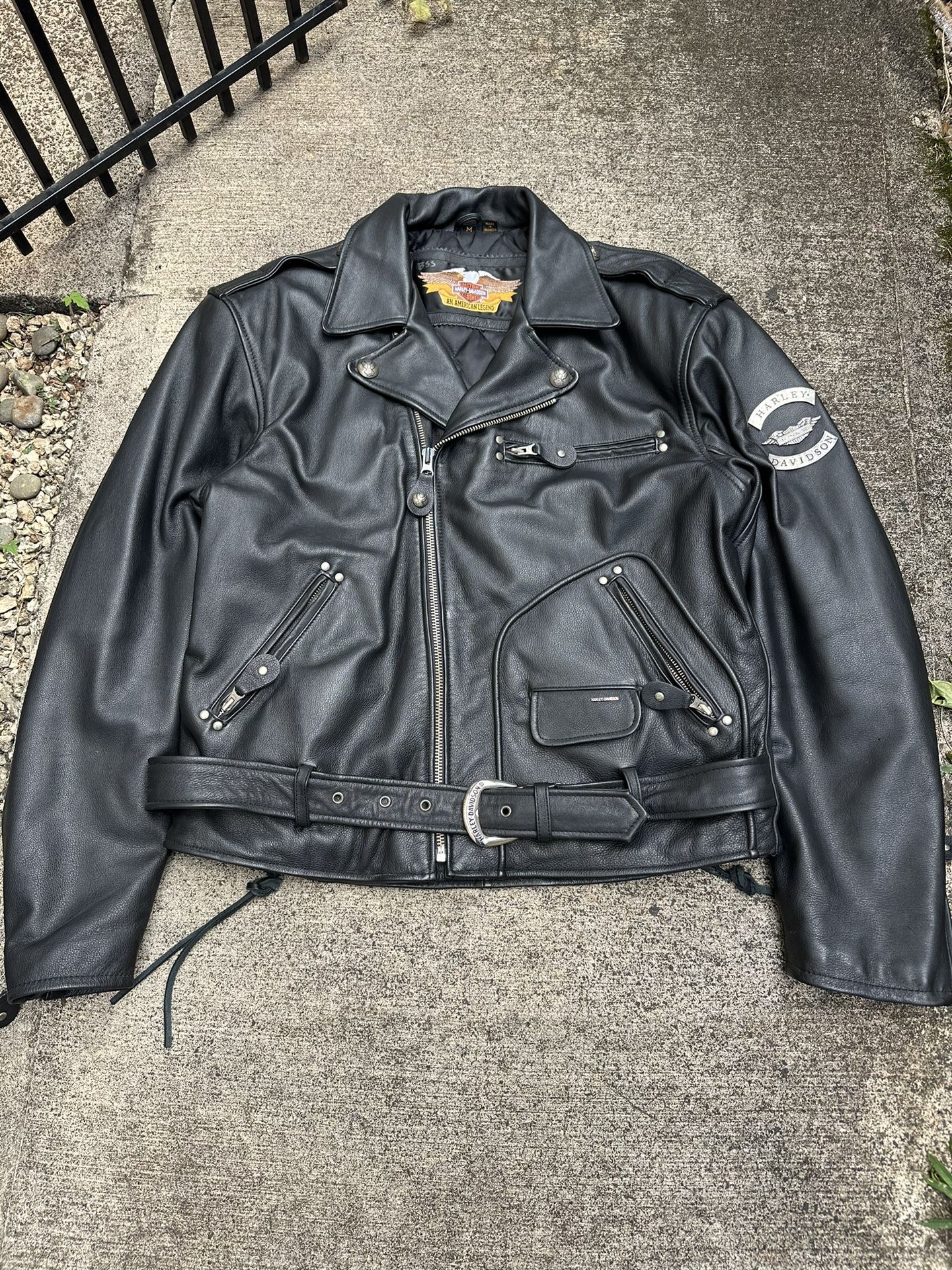Harley-Davidson Men CRUISER II Leather Jacket Black Embossed Eagle M