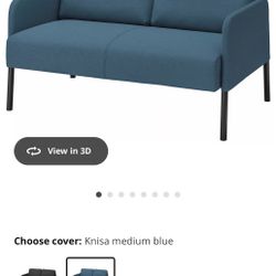 IKEA GLOSTAD Loveseat – Medium Blue, Gently Used