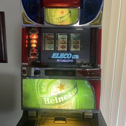 Slot machine with stand and tokens