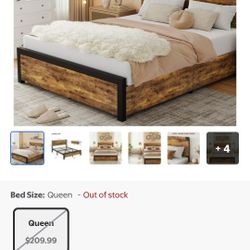 GAOMON Queen Size Bed Frame with 4 Drawers