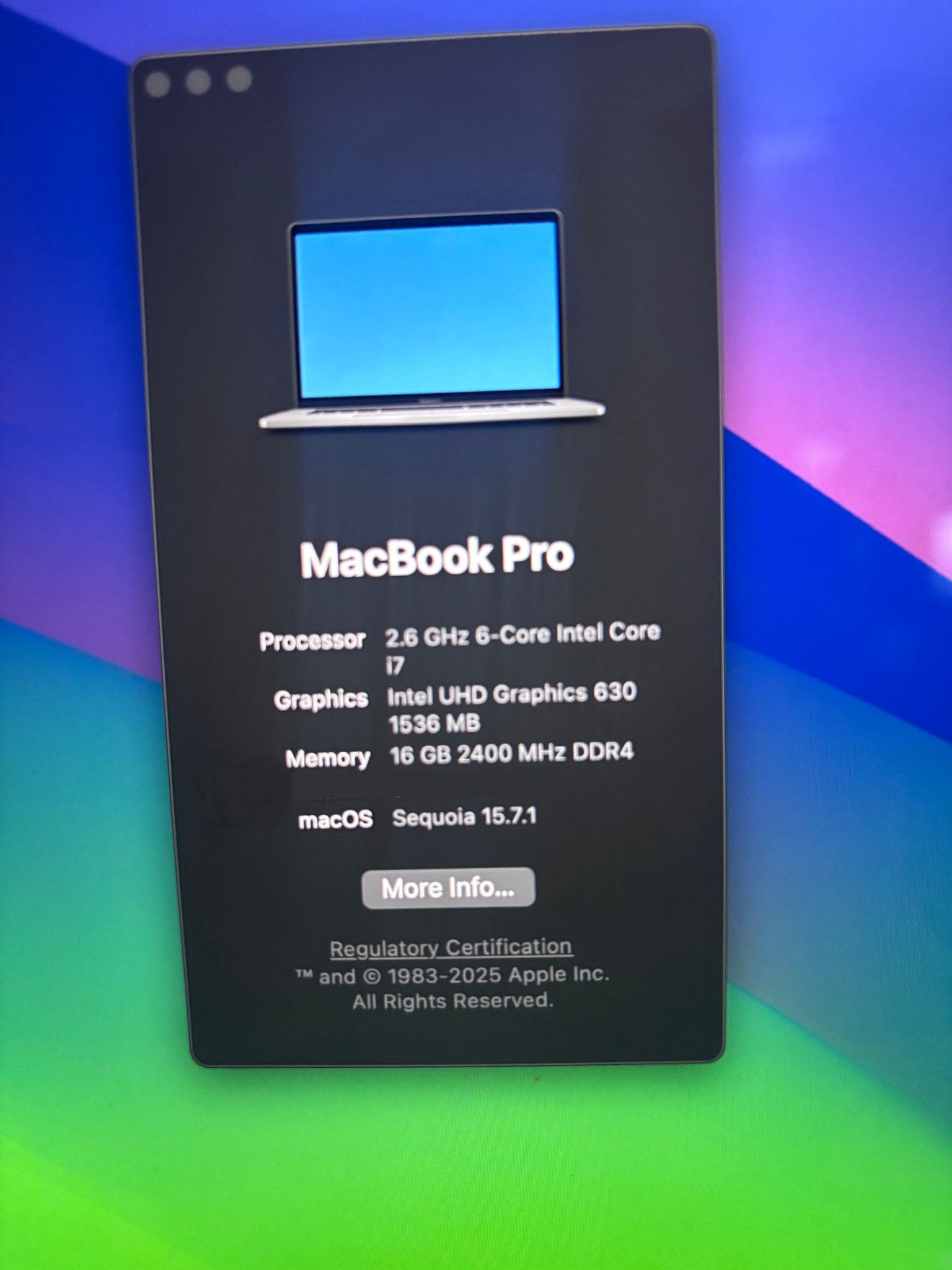 * Apple MacBook Pro 2019 * (2.6 6-Core Intel Core) *