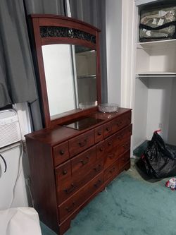 Dresser with mirror, drawers. TV stand