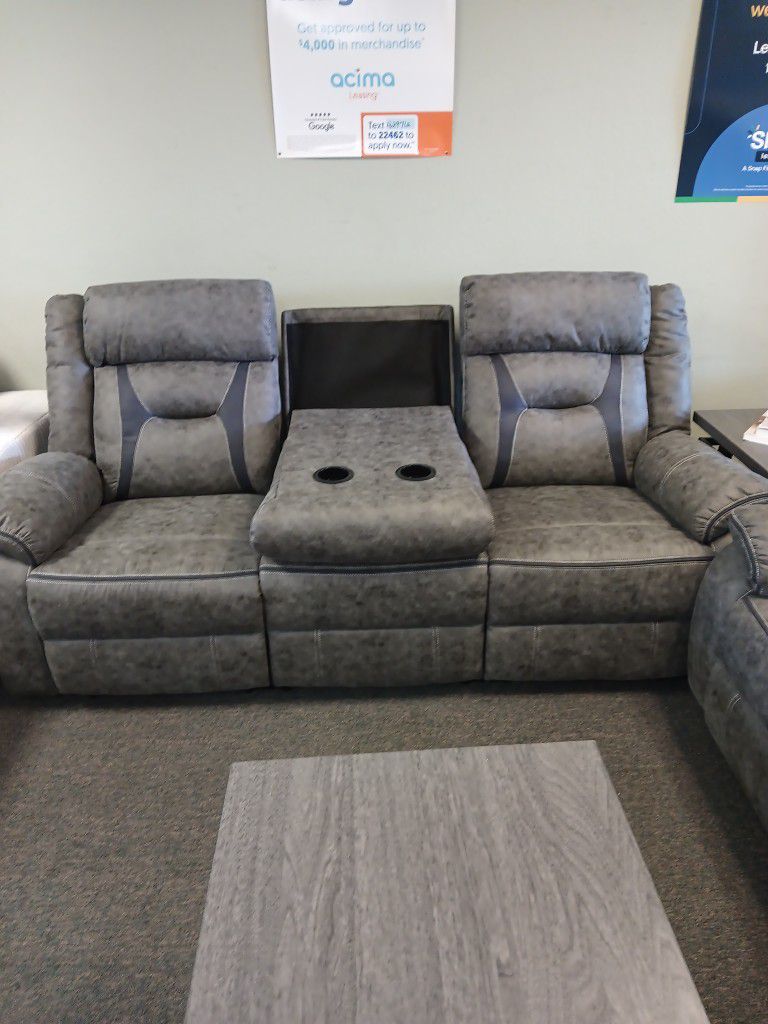 New Gray Microfiber Reclining Sofa And Loveseat Including Free Delivery