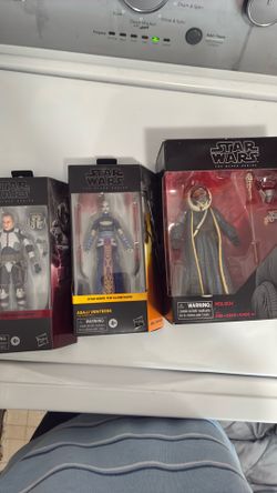Star Wars black series figurines. Moloch, Tech, And Asajj Ventress