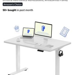 FLEXISPOT EN1 One-Piece Standing Desk with 1-Inch Thick Desktop, 48"x30" Electric Height Adjustable Desk for Home Office & Multi-Device Workstations, 