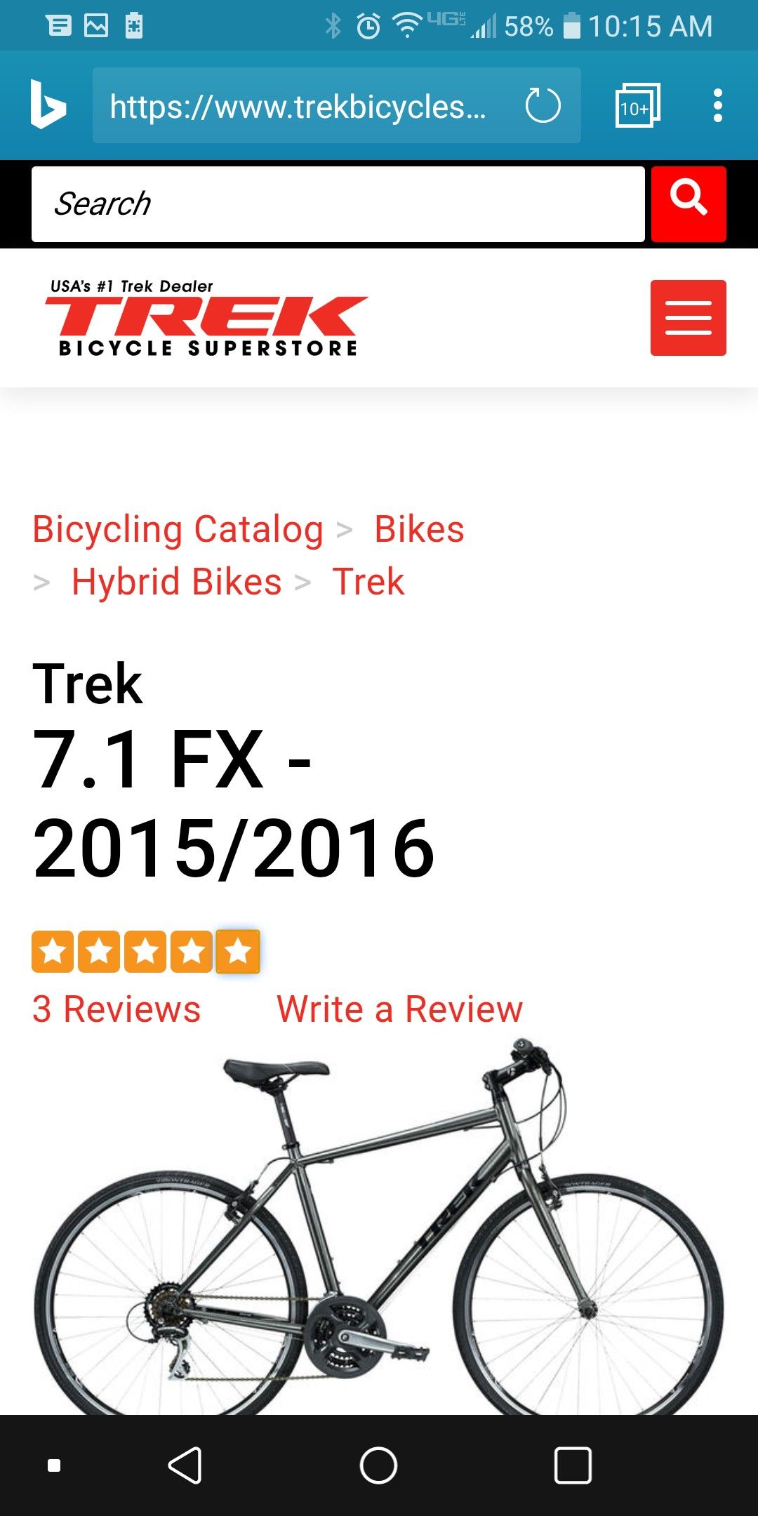 NIB Trek Charcoal 7.1X17.5" Men Bike