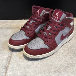 **Jordan Mid Grey/Burgandy Size 5.5Y**
