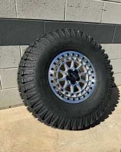 Big sale. On Metal FX 15” Beadlock Black o machine wheels & 33x10-15 tires for 4 lug UTV SXS (We Finance)