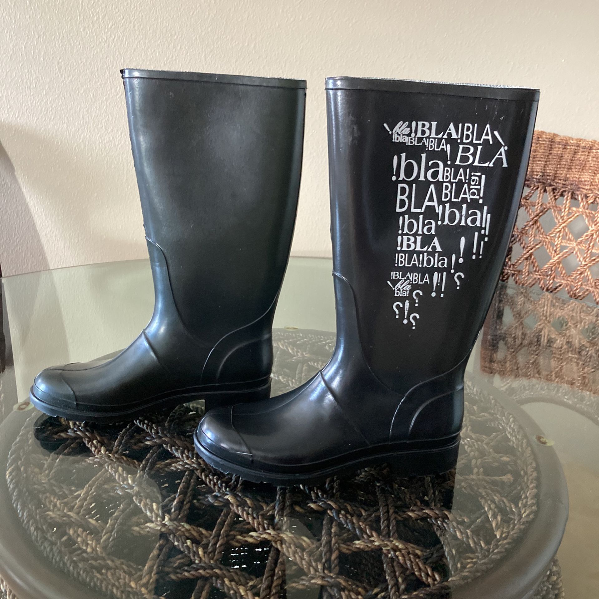 Black Rubber Rain Boots 