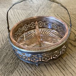 vintage Pink Depression Glass Divided Relish/Candy Dish