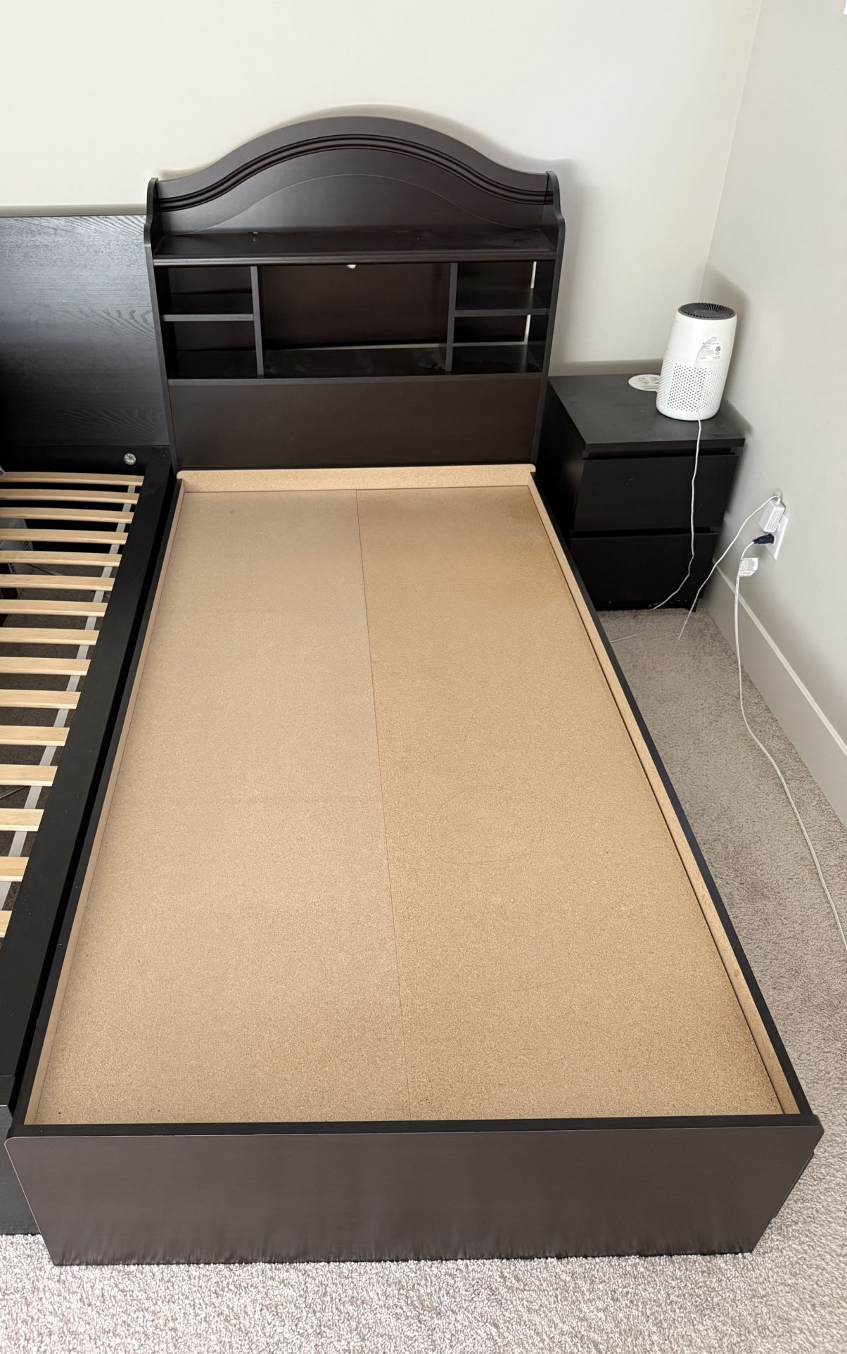 Twin Bed Frame With Overhead And Under Bed Storage