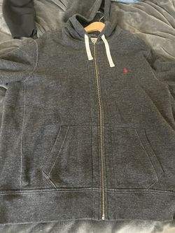 Polo Zip Up Hoodie Dark Grey With Red Horse Xl Never Worn