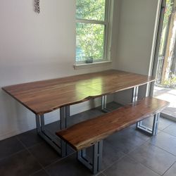 Real Wood Dinning Table With Bench 