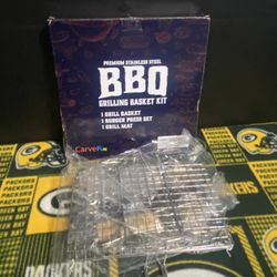 CarveFun Premium Stainless Steel BBQ Grilling Basket Kit.