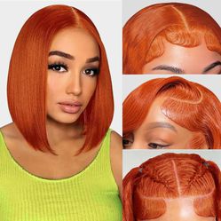 🤩BEAUTIFUL🤩 Ginger Lace Frontal Human Hair Bob Wig