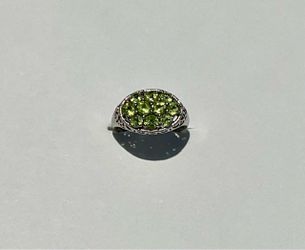 PLATINUM OVER STERLING SILVER GENUINE PERIDOT RING SIZE - 9 (3.25CTW)