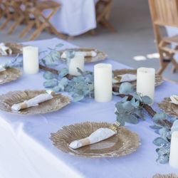 Eucalyptus Runners / Candles / Gold charger plates