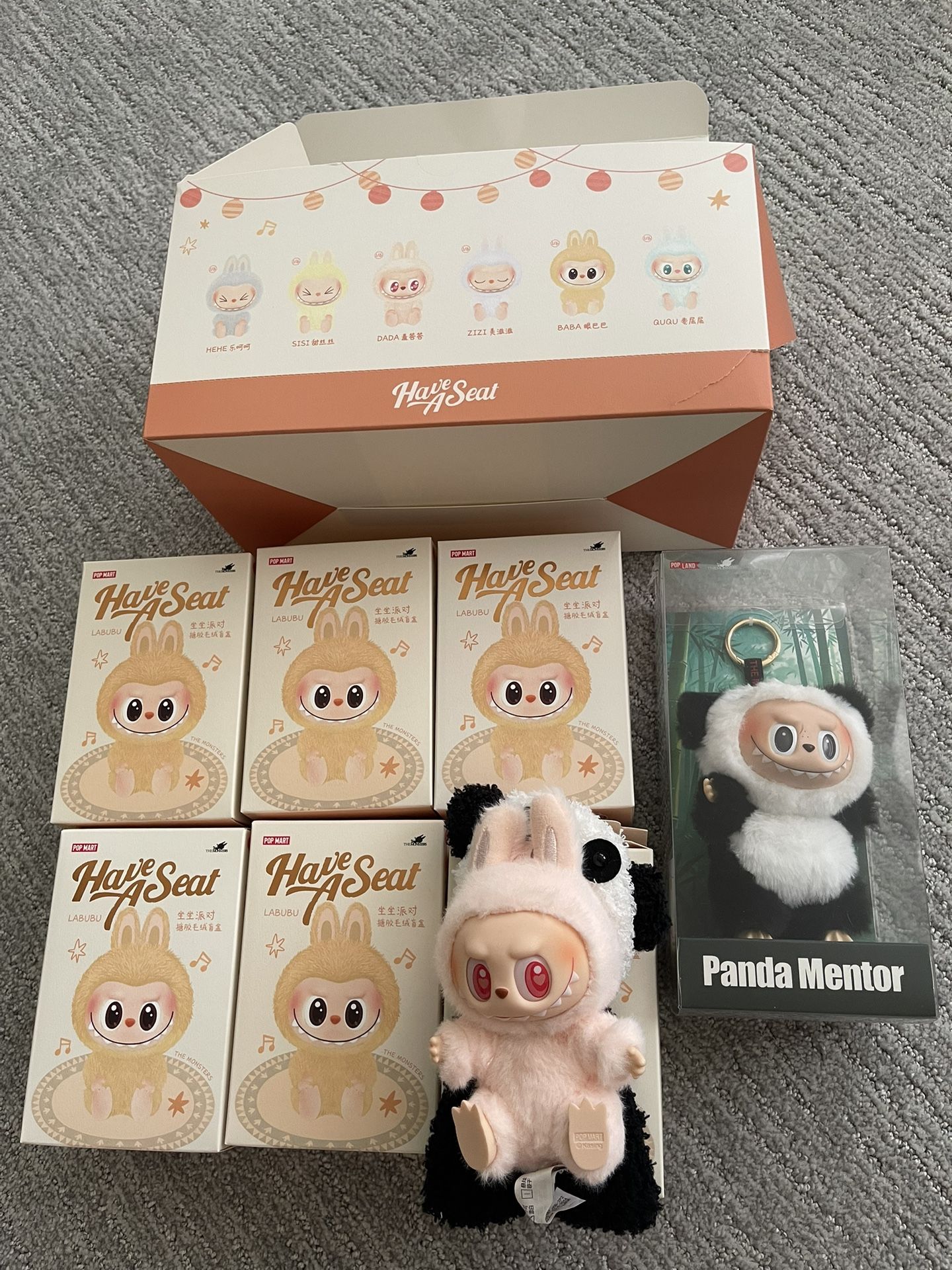 5 Unopened + 1 Opened Box (dada) + 1 Panda Mentor + 1 Panda Outfit