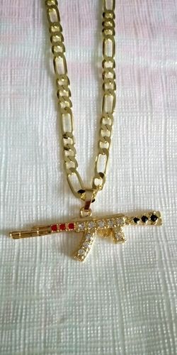 Gold plated chain whith zirconia stone,chain size 24" - 26"