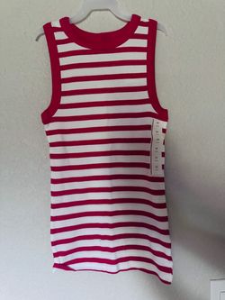 Red and White Striped Tank Top XS