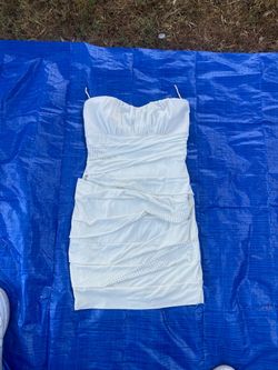 White Strapless Mini Dress with Rhinestone Detail - SIZE LARGE
