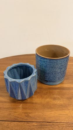 Teal Ceramic Planter Set – 2 Pieces