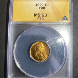 1909 VDB Lincoln Penny ANACS MS63