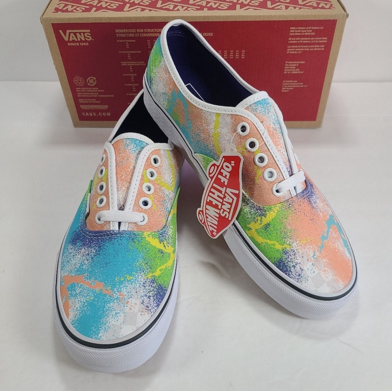 Vans Authentic Retro Mart Multi True White Tie Dye Sneakers Women 9.5 Men 8