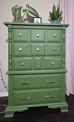 Refinished Vintage Dresser – Custom Green Finish