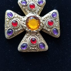 Jewel Tone Stone Brooch