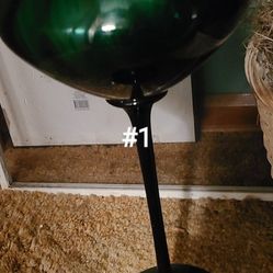 Dark Green Empoli glass decorative long stem vase 15" tall. You can see stripes in it when the light shines through it. Part of an estate. Just beauti