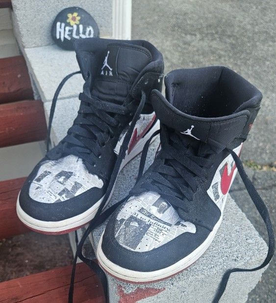 Used Boys Size 9, Air Jordan Newspaper Air Times Sneakers