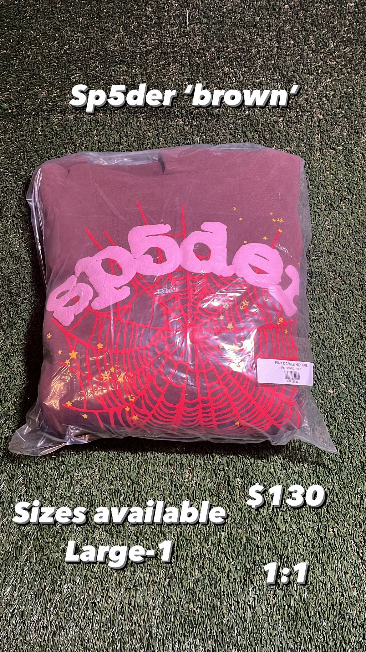 Sp5der Hoodie Brown Size Large