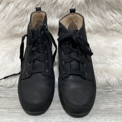 VIONIC SHAWNA BLACK WATER RESISTANT LEATHER HIGH TOP SHOE SNEAKER 9.5