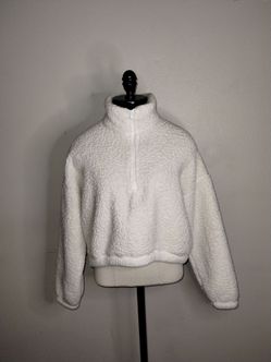 Hollister Women's Soft Sherpa Pile Fleece Jacket Pullover White Size Small